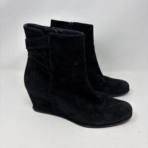 Stuart Weitzman women's suede Fitness wedges 8.5 M black ankle booties